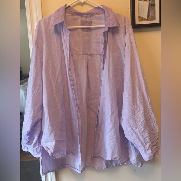 Aerie Lavender Striped Button-Up Shirt - Picture 1 of 4